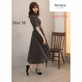 ハーリップトゥ(Her lip to)の【Her lip to】新品タグ付き Striped Midi Dress M(ロングワンピース/マキシワンピース)