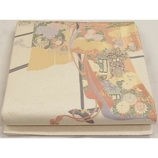 平和屋1◎太鼓柄袋帯　寿光織　吉祥花車文　金糸　逸品　CAAD6069ku(帯)