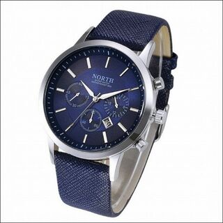 ◆◇◆ SALE ◆◇◆新品♪NORTHクロノ腕時計★日付表示ブルー(腕時計(アナログ))