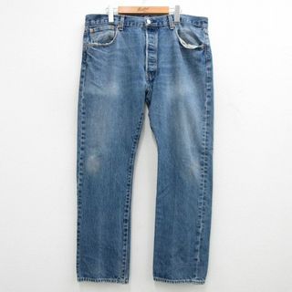 リーバイス(Levi's)のW39★古着 ジーンズ Levis リーバイス 501 メンズ 大きいサイズ ヒゲ コットン 紺 ネイビー デニム 24jun07 中古 ボトムス ジーパン Gパン ロング パンツ(ワークパンツ/カーゴパンツ)