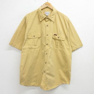 カーハートダブリューアイピー(Charhartt WIP)のXL★古着 カーハート Carhartt 半袖 シャツ メンズ 大きいサイズ ロング丈 コットン 黄系 イエロー 24jun07 中古 トップス(シャツ)