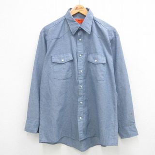 レッドキャップ(RED KAP)のXL★古着 レッドキャップ 長袖 ウエスタン シャツ メンズ 90年代 90s USA製 薄紺 ネイビー 霜降り 24jun07 中古 トップス(シャツ)