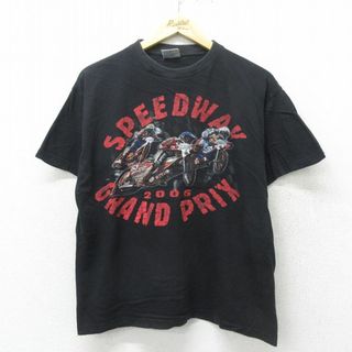 L★古着 半袖 ビンテージ Tシャツ メンズ 00年代 00s バイク コットン クルーネック 黒 ブラック 24jun07 中古(Tシャツ/カットソー(半袖/袖なし))