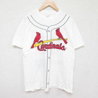 L★古着 半袖 Tシャツ メンズ MLB セントルイスカージナルス マークマグワイア 25 コットン クルーネック 白 ホワイト メジャーリーグ ベースボール 野球 24jun07 中古(Tシャツ/カットソー(半袖/袖なし))