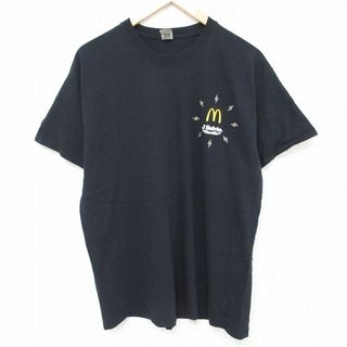 L★古着 半袖 Tシャツ メンズ Jbalvin Jバルヴィン マクドナルド コットン クルーネック 黒 ブラック 24jun07 中古(Tシャツ/カットソー(半袖/袖なし))