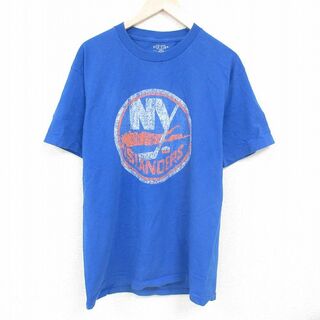 XL★古着 半袖 Tシャツ メンズ NHL ニューヨークアイランダース ブライアントロティエ 19 コットン クルーネック 青 ブルー アイスホッケー 24jun07 中古(Tシャツ/カットソー(半袖/袖なし))
