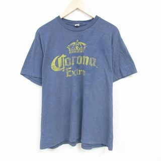 XL★古着 半袖 Tシャツ メンズ コロナビール 大きいサイズ クルーネック グレー 霜降り 24jun07 中古(Tシャツ/カットソー(半袖/袖なし))