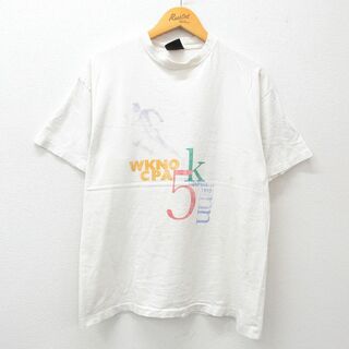 L★古着 SIGNAL 半袖 ビンテージ Tシャツ メンズ 90年代 90s WKNO 企業広告 クルーネック 白 ホワイト 24jun07 中古(Tシャツ/カットソー(半袖/袖なし))