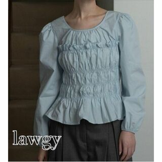 ラウジー(lawgy)の新品/タグ付き●lawgy u neck shirring blouse(シャツ/ブラウス(長袖/七分))