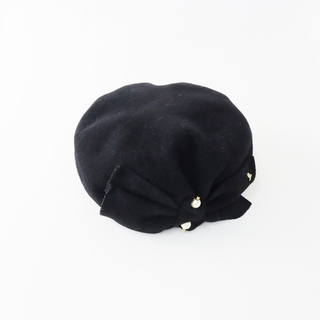 ランバン(LANVIN)のランバンオンブルー LANVIN en Bleu ウールカシミヤ ベレー帽 M～S（57.5cm～56cm）/ブラック 帽子【2400013897488】(ハンチング/ベレー帽)