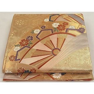 平和屋1◎六通柄袋帯　片輪車花文　金糸　逸品　CAAD6040ku(帯)