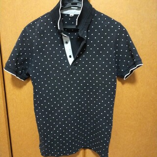 ユニクロ  メンズ M　ブラックドット　黒 半袖シャツ 半袖ポロシャツ(シャツ)