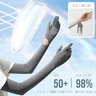 【人気】アームカバー 黒　指だし 滑り止め 紫外線カット 接触冷感 ロング　手袋(手袋)