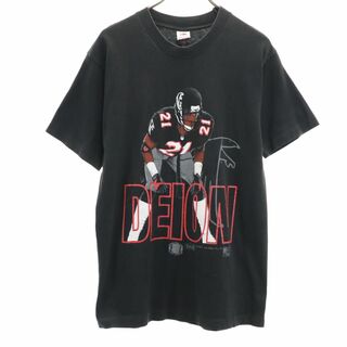 フルーツオブザルーム(FRUIT OF THE LOOM)のフルーツオブザルーム 90s USA製 オールド NFL プリント 半袖 Tシャツ M ブラック FRUIT OF THE LOOM メンズ(Tシャツ/カットソー(半袖/袖なし))