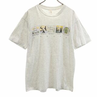 オールド 90s プリント 半袖 Tシャツ グレー OLD メンズ(Tシャツ/カットソー(半袖/袖なし))