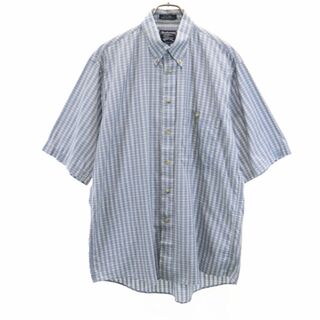 バーバリー(BURBERRY)のバーバリーズ 90s オールド チェック柄 半袖 ボタンダウンシャツ M ブルー系 Burberrys メンズ(シャツ)