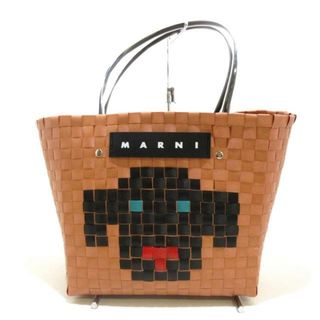 マルニ(Marni)のMARNI(マルニ) トートバッグ - ライトブラウン×黒×マルチ かごバッグ/編み込み レザー×ポリプロピレン(トートバッグ)