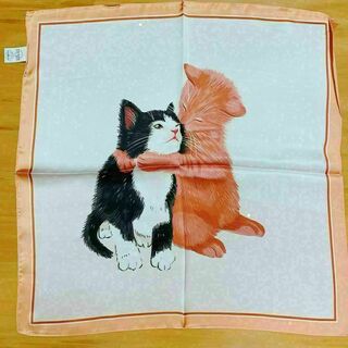 新品　スカーフ　バンダナ　バッグ　レトロ　大人　バック　おしゃれ　猫　ベージュ(バンダナ/スカーフ)