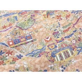 平和屋1■上質な小紋　吉祥風景花文　金彩　逸品　CAAB5640th(着物)