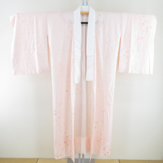 襦袢 桜文様 桃色 正絹 バチ衿 袖無双 長襦袢 仕立て上がり 身丈139cm(着物)