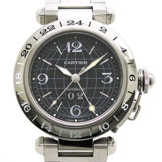 カルティエ(Cartier)のCARTIER (カルティエ) 腕時計 パシャC メリディアン ビッグデイト W31049M7 黒文字盤 自動巻き PASHA【中古】(腕時計(アナログ))