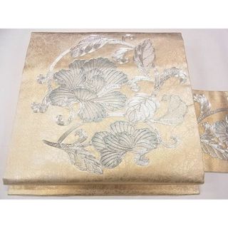 平和屋1◎九寸名古屋帯　駒刺繍　牡丹唐草文　逸品　CAAD0752eg(帯)