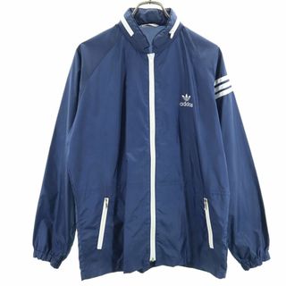 アディダス(adidas)のアディダス 70s デサント製 ヴィンテージ トレフォイルロゴ 長袖 ナイロンジャケット L ネイビー系 adidas メンズ(ナイロンジャケット)