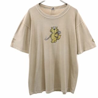 クレイジーシャツ プリント 半袖 Tシャツ L ブラウン Crazy Shirt メンズ(Tシャツ/カットソー(半袖/袖なし))