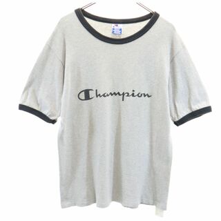 チャンピオン(Champion)のチャンピオン 90s USA製 オールド プリント 半袖 Tシャツ M グレー Champion メンズ(Tシャツ/カットソー(半袖/袖なし))