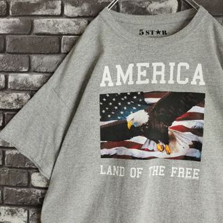 自由の地アメリカメッセージtシャツTシャツ超オーバーサイズイーグル星条旗(Tシャツ/カットソー(半袖/袖なし))