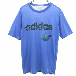 アディダス(adidas)のアディダス 80s オールド プリント トレフォイルロゴ 半袖 Tシャツ XL ブルー adidas メンズ(Tシャツ/カットソー(半袖/袖なし))
