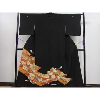 平和屋1■豪華黒留袖　駒刺繍　吉祥草花丸文　金彩　逸品　CAAC9794ze(着物)