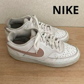 ナイキ(NIKE)のNIKE コート ビジョン  スニーカー  ホワイト×ピンク 24.5cm(スニーカー)