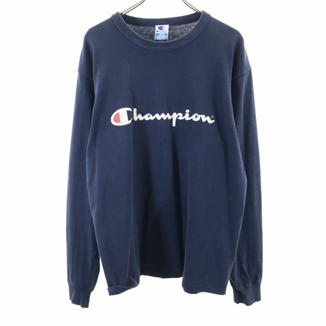 チャンピオン 90s 後期 USA製 プリント 長袖 Tシャツ L ネイビー チャンピオン 90s 後期 USA製 プリント 長袖 Tシャツ L ネイビー