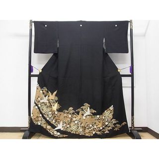 平和屋1■豪華黒留袖　飛鶴宝尽くし　金彩　逸品　CAAD0013fb(着物)