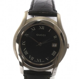 グッチ(Gucci)のGUCCI 腕時計 ウォッチ クォーツ カレンダー付き ローマ数字 黒文字盤(腕時計)
