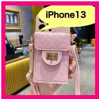 iPhoneキルティング ケース　ピンク ショルダー　 スマホケース 携帯電話
