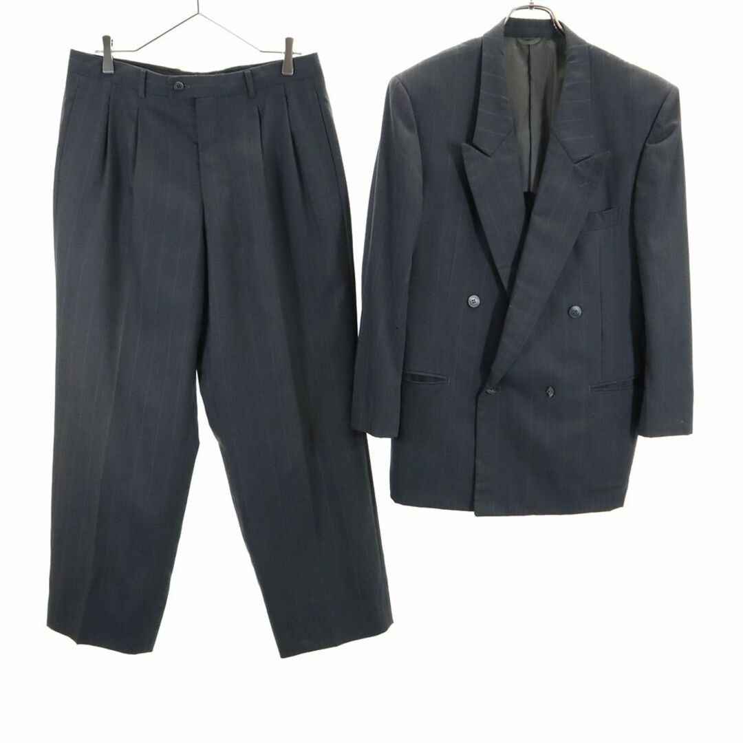 LANVIN - ランバン ウール ストライプ柄 ダブル スーツ 上下 LANVIN - ランバン ウール ストライプ柄 ダブル スーツ 上下