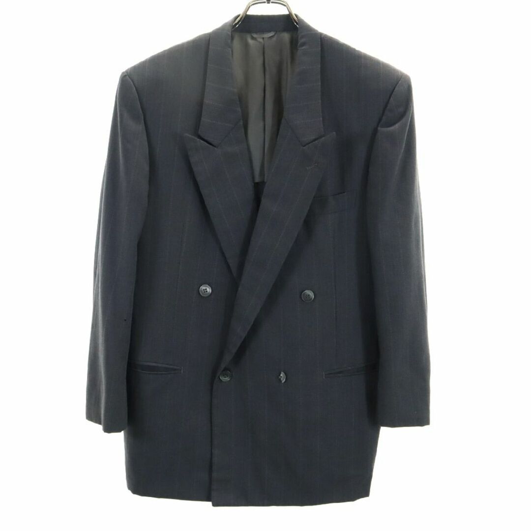 LANVIN - ランバン ウール ストライプ柄 ダブル スーツ 上下 LANVIN - ランバン ウール ストライプ柄 ダブル スーツ 上下