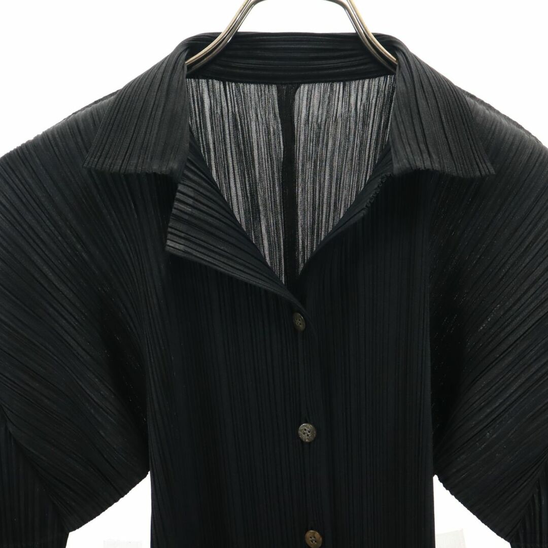 プリーツプリーズ 日本製 長袖 ブラウス ブラック系 PLEATS プリーツプリーズ 日本製 長袖 ブラウス ブラック系 PLEATS