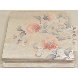 平和屋1◎九寸名古屋帯　刺繍　更紗花唐草文　銀彩　逸品　CAAD6008ku(帯)