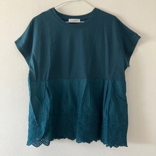 ベルーナ(Belluna)の裾刺繍デザイン　プルオーバー　ターコイズ(カットソー(半袖/袖なし))