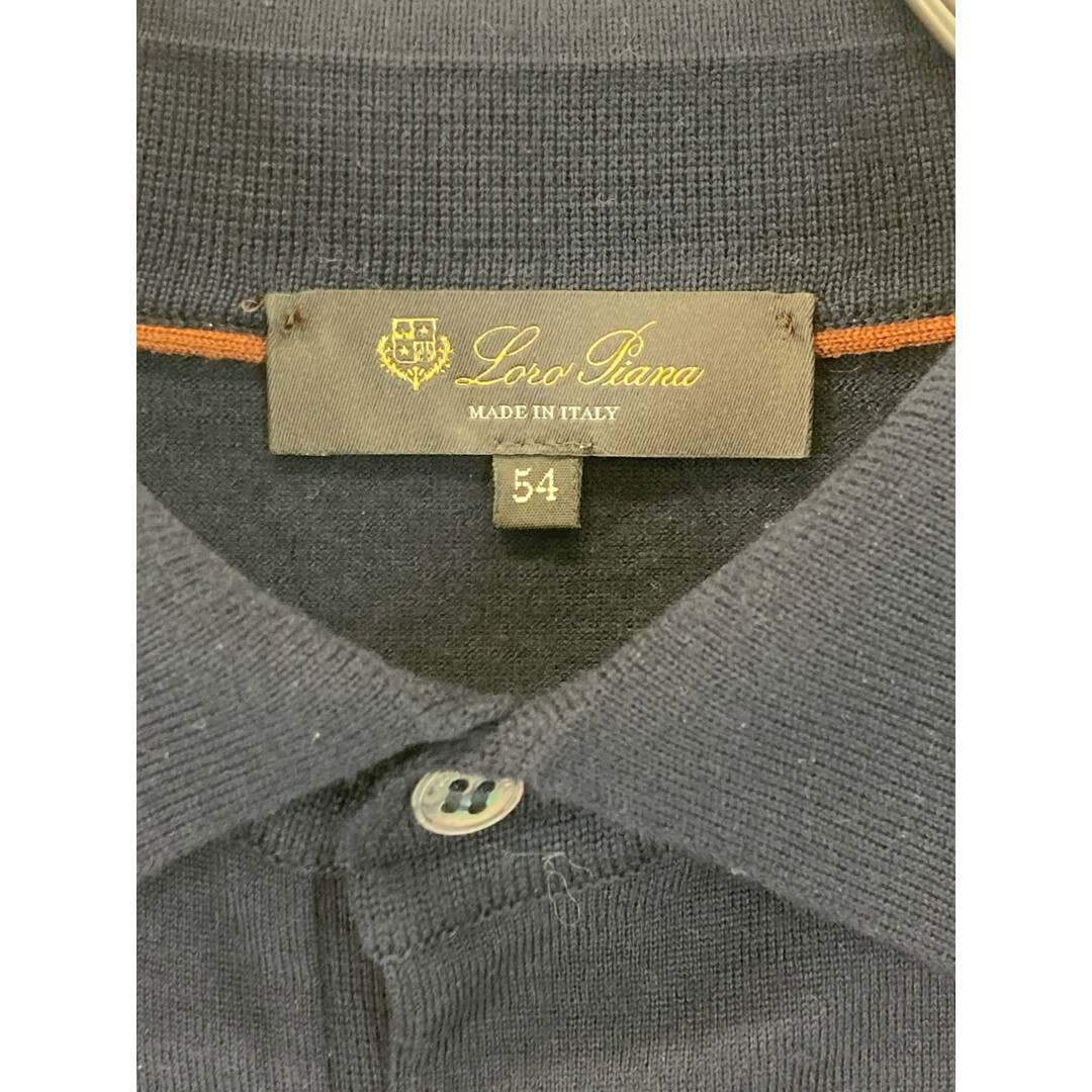Loro Piana - ロロピアーナ ネイビー ウール 長袖ニットポロ Loro Piana - ロロピアーナ ネイビー ウール 長袖ニットポロ