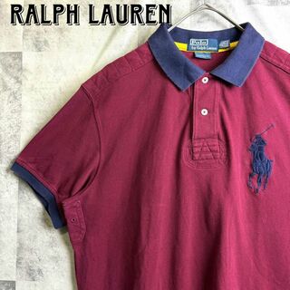 ポロラルフローレン(POLO RALPH LAUREN)の90s ポロバイラルフローレン バイカラー 鹿子ポロシャツ 半袖 ボルドー XL(ポロシャツ)