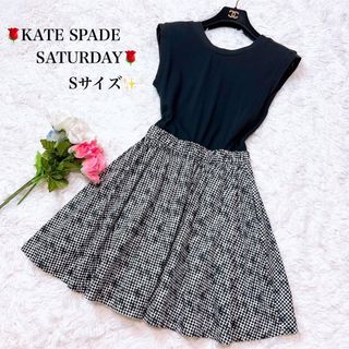 ケイトスペードサタデー(KATE SPADE SATURDAY)の【使用感あり】ケイトスペードサタデー ワンピース S ミニ丈 黒 (ミニワンピース)