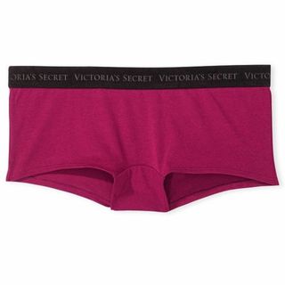 ヴィクトリアズシークレット(Victoria's Secret)のVICTORIA'S SECRET ロゴコットンショーティ ワイン 赤紫 S(ショーツ)