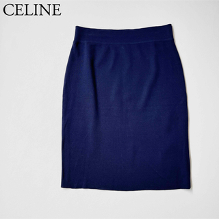 セリーヌ(celine)の美品　CELINE セリーヌ　ニットスカート　タイト　ウエストゴム　サイズ42(ひざ丈スカート)