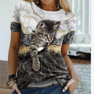 ♪♪♪猫ちゃんプリントTシャツ♪♪♪オシャレ&かわいい♡☆(Tシャツ(半袖/袖なし))