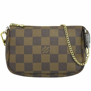 ルイヴィトン(LOUIS VUITTON)の本物 ルイヴィトン LV LOUIS VUITTON ミニ ポシェットアクセソワール ダミエエベヌ ハンドバッグ ポーチ ブラウン N58009 ビトン バッグ 中古(ポーチ)