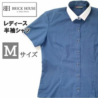 ブリックハウスバイトウキョウシャツ(BRICK HOUSE by Tokyo Shirts)のBRICK HOUSE レディース ネイビー 半袖シャツ M(シャツ/ブラウス(半袖/袖なし))